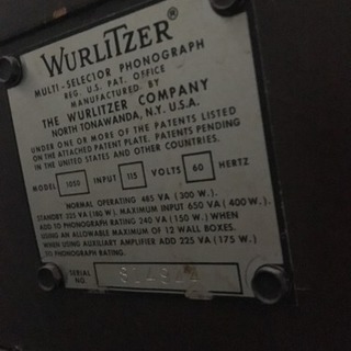 1050モデル WURLITZER社　ジュークボックス　　アンティーク