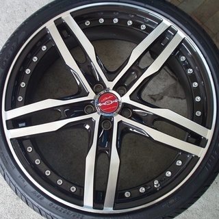 中古品 アルミホイール&タイヤ 4本 AME SHALLEN XF-55 7.5J-19 +48 PCD100 5H MAZZINI ECO607 225/35-19 225/35R19 9分山の画像