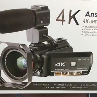 ビデオカメラ Ansteker 4K Wi-Fi 広角レンズ　外...