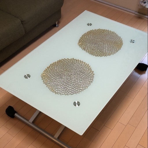 ニトリ ガス式ガラス昇降テーブル 120㎝×75㎝