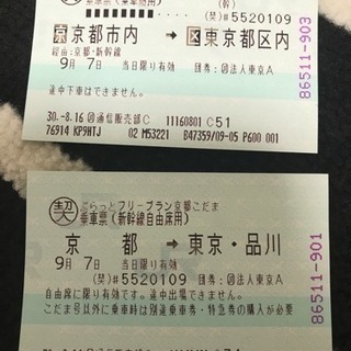 新幹線チケット こだま 京都→東京