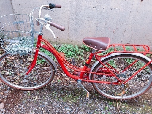 今月のみ！ 美品 自転車 シティサイクル ママチャリ 赤 レッド