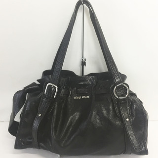 中古☆miumiu トートバッグ RR1312 ブラック リボン 希少