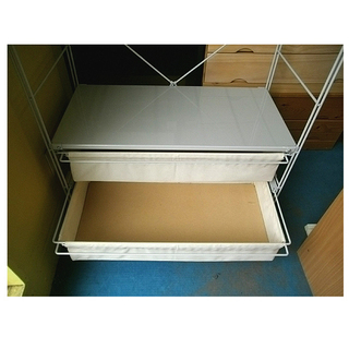 札幌 無印良品!【ユニットシェルフ 組み合わせ自在】幅86cm ステンレス棚 ワイド 大 ワードローブバー付 帆布バスケット付 MUJI 本郷通店 