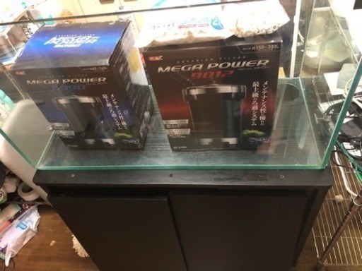 GEX９０cmガラス水槽➕水槽台➕外部濾過2台➕α引き取り限定