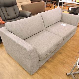 北大前! 札幌 引取 ソファ 3人掛け ボックスタイプ カウチ 布製 グレー