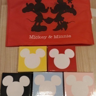 ディズニー　ミッキーマウス形　薬味小皿5枚組　ギフト袋つき