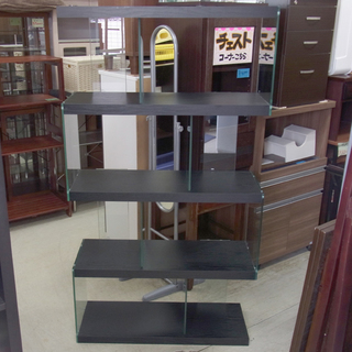 南12条店 オープン シェルフ 収納 棚 ガラス 黒 - 収納家具
