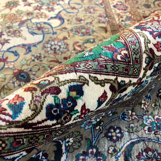 ◆295cm×200cm クム産高級シルク100% ラザビ工房サイン入り ペルシャ絨毯 最高峰◆