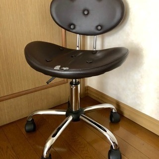 小型回転チェア (ブラウン茶色、キャスター付き) 椅子ワークチェア