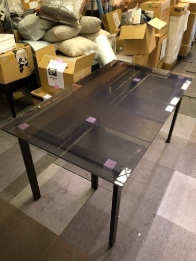 展示品 ダイニングテーブル 強化ガラス 1400×800×715