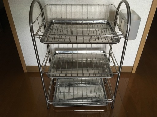 パール金属 食器 水切り かご 3段 ステンレス エマーブル H-6144