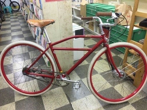 [6002]限定300台　FUJI×Indian Bikeコラボ　SUNDANCE　サンダンス　クルーザーバイク　700×32C　内装3段変速　前後ドラムブレーキ　クロモリ　レザーサドル　フジ×インディアンバイク　レッド