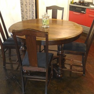 ★アンティーク★伸縮可能!!★ダイニングテーブル椅子セット★