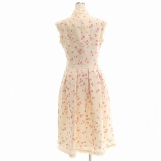 【美品】Reneルネ インターナショナル シルク上品ワンピース 36白アイボリー 参観卒園卒業入園入学お呼ばれ