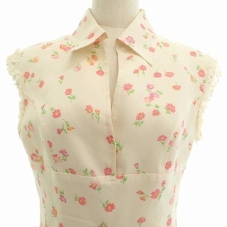 【美品】Reneルネ インターナショナル シルク上品ワンピース 36白アイボリー 参観卒園卒業入園入学お呼ばれ