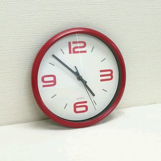 赤色がかわいい掛け時計 レッド×ホワイト JM1073)【取りに...