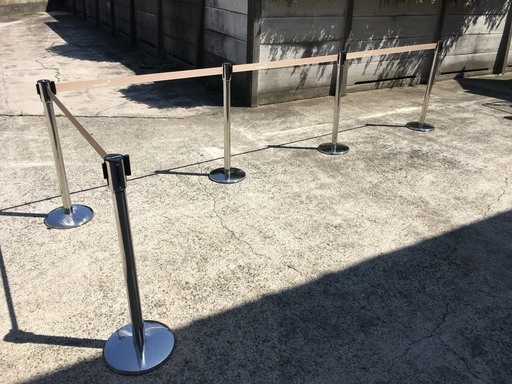☆TENS-BARRIER ポールパーテーション 自動巻取式 ベルト 立ち入り禁止 仕切り 立ち入り制限 5本セット 土台小☆ \t