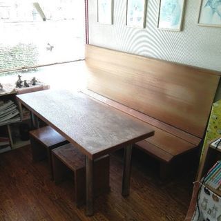 取引中m(_ _)mテーブル&ベンチ、椅子2つセット