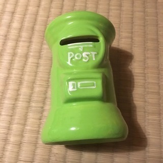 【新品】虹色ポスト　貯金箱　ポスト型貯金箱　緑　郵便局
