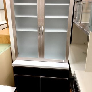 ジモティ来店特価!! 食器棚 木目調 ナチュラルブラウン J-0726