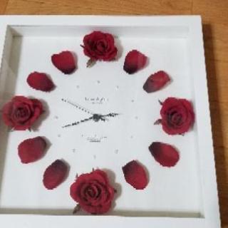 [オシャレ] ローズクロック　薔薇の掛時計