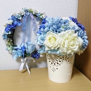 花冠、ブーケ、ブートニア 3点セット