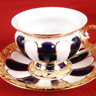 展示品 美品 希少 マイセン Xフォーム グランツゴールド コバルトブルー カップ ソーサー ペア セット　アントレ