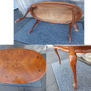 サイドテーブル アンティーク 象嵌 猫脚 彫刻 センターテーブル