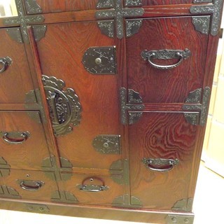 筑後民芸 階段箪笥 タンス たんす 彩り階段チェスト 左下り 鍵付き 札幌 西岡店