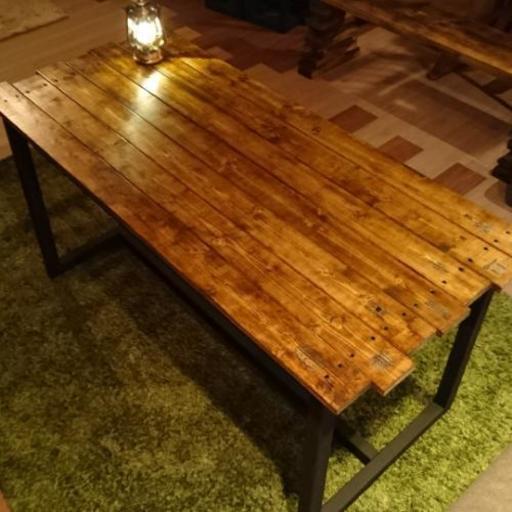 【受注生産】無垢木製　ダイニングテーブル　ジグザグ
