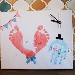 愛知　一宮　赤ちゃんを持つママが一度はつくってみたいと大人気 手形足形ぺったんアート時計の画像