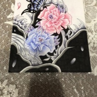 和柄の名刺、封筒、ラミネートのデザイン