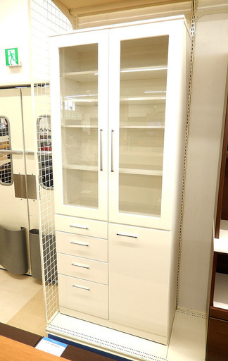 お得セット 食器棚 縦長タイプ 白 ホワイト 高さ210cm 食器棚