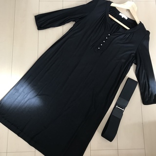 美品 自由区 黒 やわらかカットソーワンピース ベルト付き サイズ38 Mサイズ相当 ベル 札幌のワンピースの中古 古着あげます 譲ります ジモティーで不用品の処分