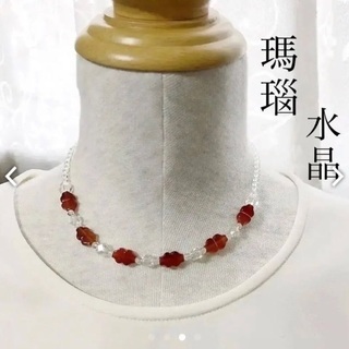 天然石 水晶と瑪瑙のデザインネックレス ☆まる☆