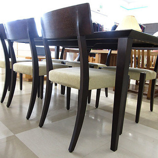 モデルルーム展示品 カンディハウス/CONDE HOUSE 大型ダイニングセット イス6脚 テーブル こげ茶 ダークブラウン 家具