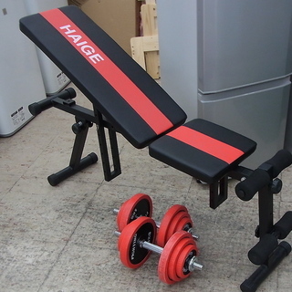 福岡市内 引取り限定]インクラインベンチ ダンベル バーベル セット売り