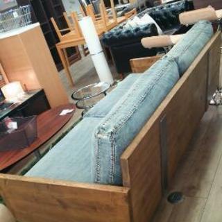 デニムの2.5～3シーターソファ◆新品◆アウトレット品