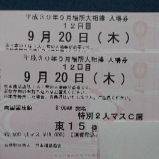 当日手渡し！大相撲チケット2枚セット☆特別2人マスC席☆12日目...