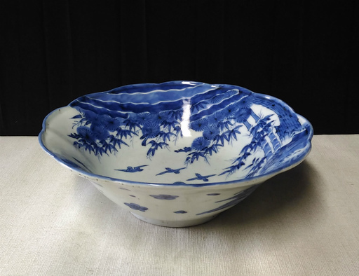 古伊万里 染付 鉢 鳥の図 s427