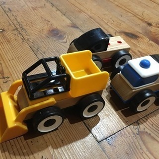 木製 車 3点 おもちゃ 玩具 ショベルカー