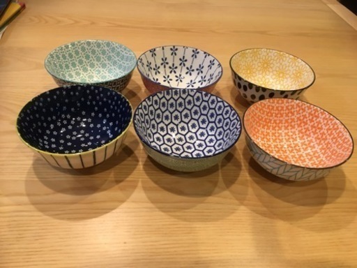 北欧柄 茶碗 6個セット