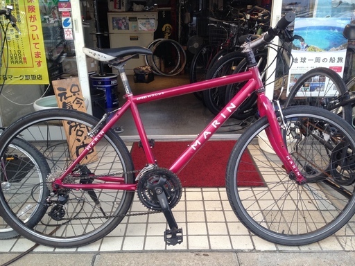 値下げ　マリン　ミュアウッズ　マルーンのMTB 　街乗りスリックタイヤ　綺麗な中古です