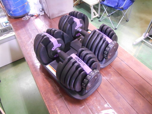 【磐田市見付】　GOLDAXE　ダンベル　24kg　2個セット　筋トレ　重量調節可能　ダイヤル調節式