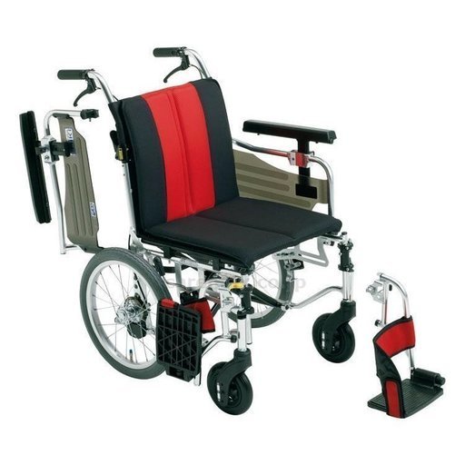[ミキ] アルミ介助用車いすMYU4-16 座幅４０CM　MIKI　赤　レッド
