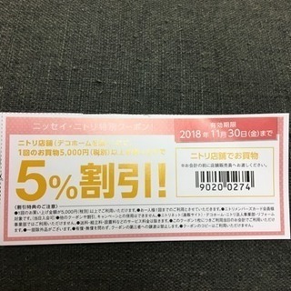 値下げ！ニトリ 5%割引クーポン