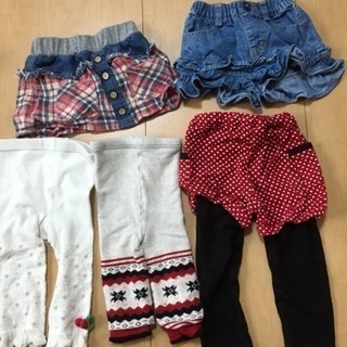 【80-95】女の子 ズボンスカートスパッツ 5点セット