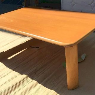 折れ脚式テーブル 木目調 90×60×高さ32(9.5)cm 不...