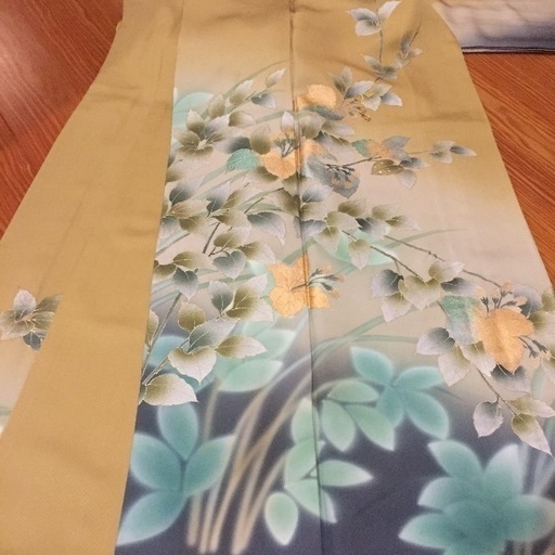 本加賀友禅 村下信幸 染め分け黄色×水色訪問着 身幅広め